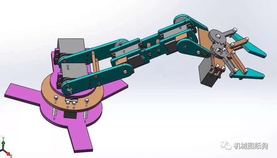 机器人多自由度机械手3d数模图纸solidworks设计