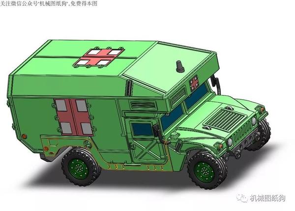 其他车型1比48悍马救护车模型3d图纸solidworks设计附igsstep格式