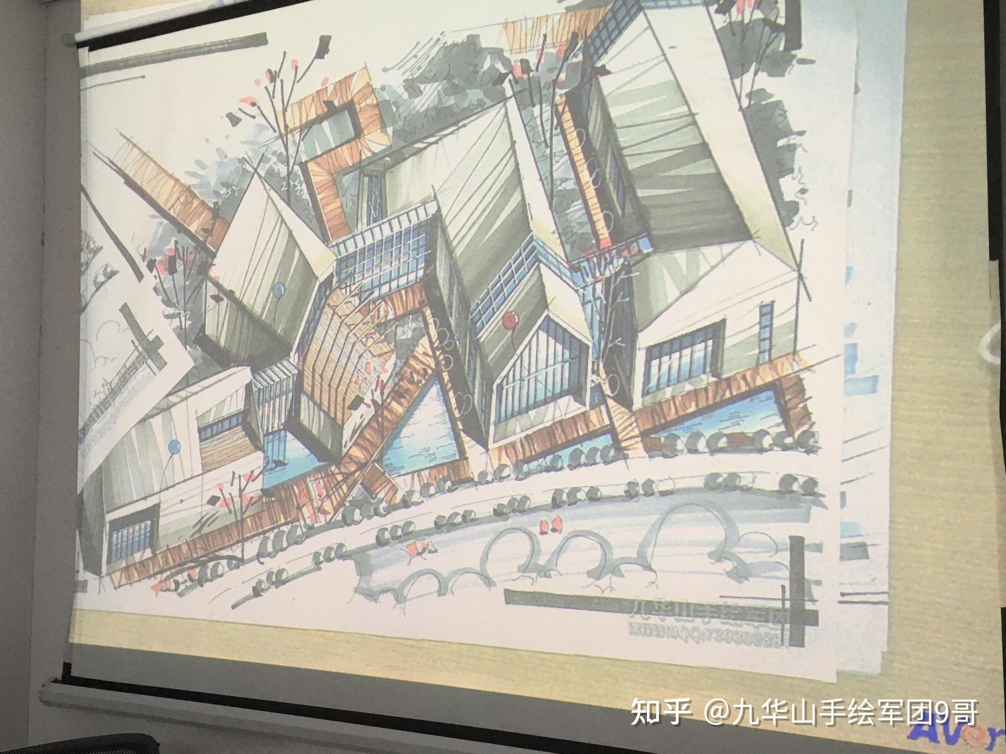 九华山手绘军团暑假建筑考研学员作业墙每天进步一点点