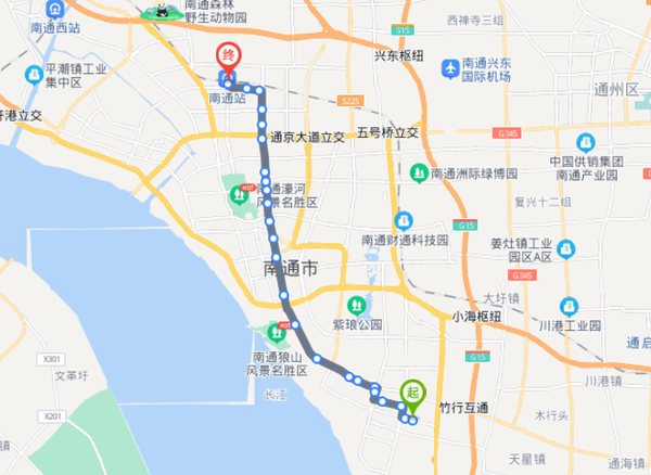 江苏南通火车站14路公交车路线:首末班:06:45-20:00:火车站→竖河桥