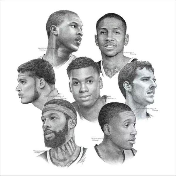 无水印|nba30支球队素描画,把你的主队存下来吧