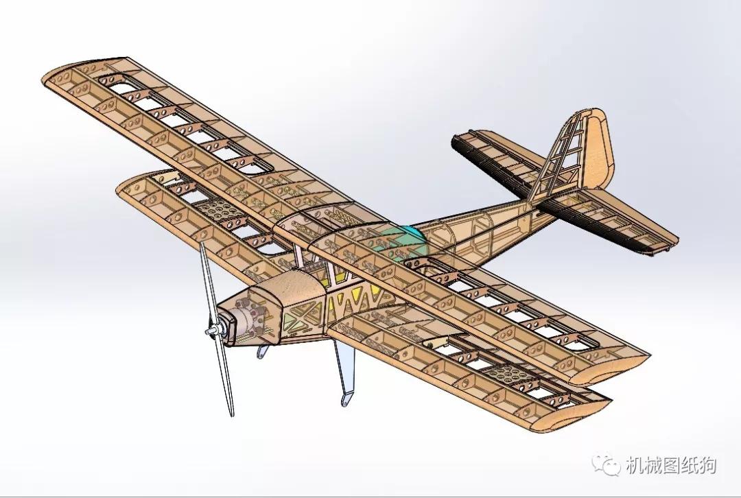 【飞行模型】doppeldecker wf81航模飞机骨架图纸solidworks设计 dxf