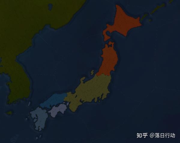 盟军分区占领日本地图,1945年