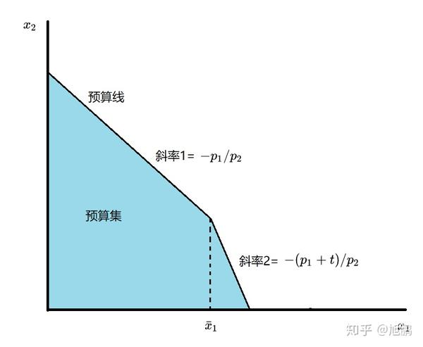 税收,补贴和配额综合影响下的预算线