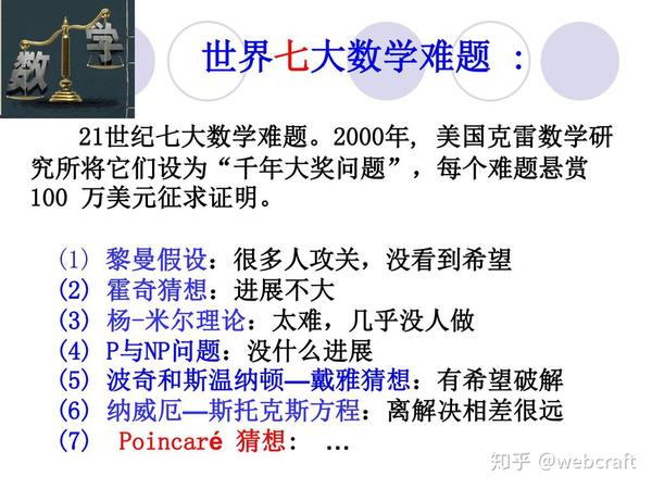 克雷数学研究所提出的"千禧年七大数学难题"