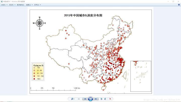 打开图层 china.shp中国地图 china_border.