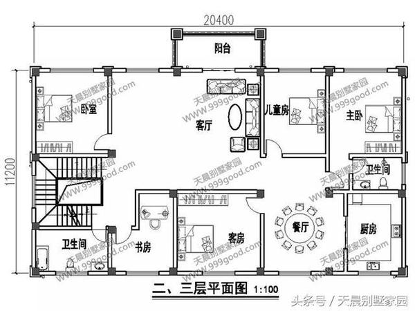 请输入图片描述 户型坐南朝北,每层都设有厨房和餐厅,设有3卧室,1