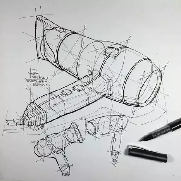 其实工业设计手绘并不要求素描的技巧有多好,只要能把自己的创意快速