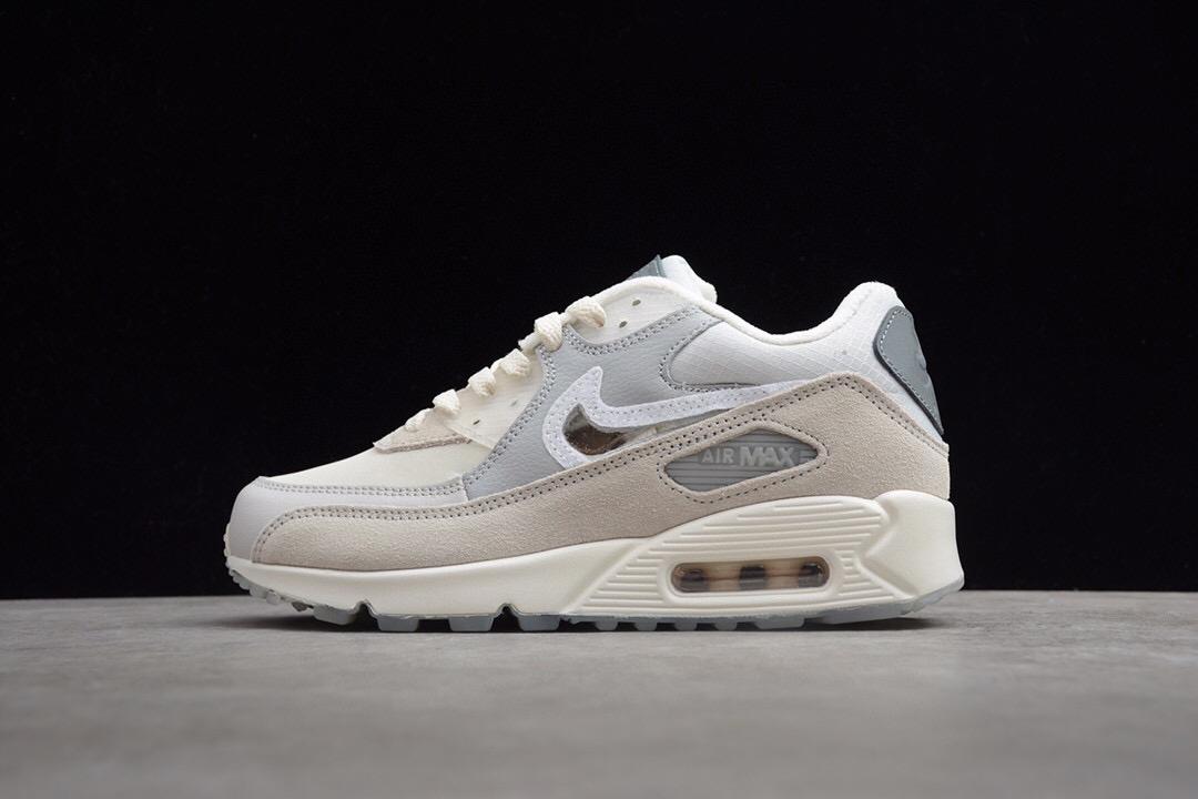 nike air max90,nike air max 95 耐克半掌气垫 nike air max 90 the basement 灰白魔术贴换钩跑鞋