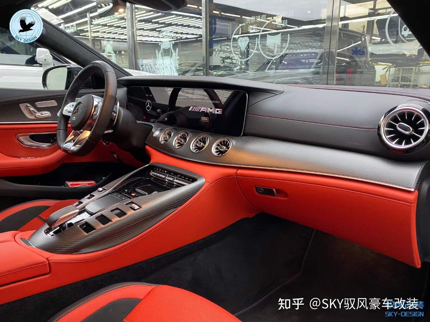 奔驰amg gt50/53/63s改装升级干碳纤维中控内饰方向盘