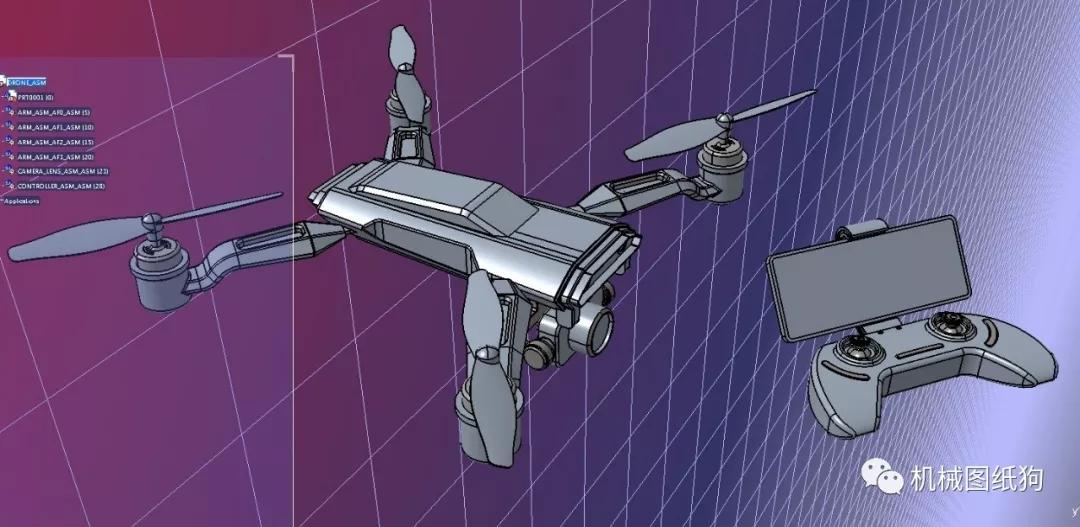 【飞行模型】falcon cam四轴航拍无人机造型3d图纸 stp格式