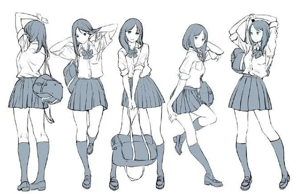 日式校服绘画参考,常见的动漫服装素材整理.
