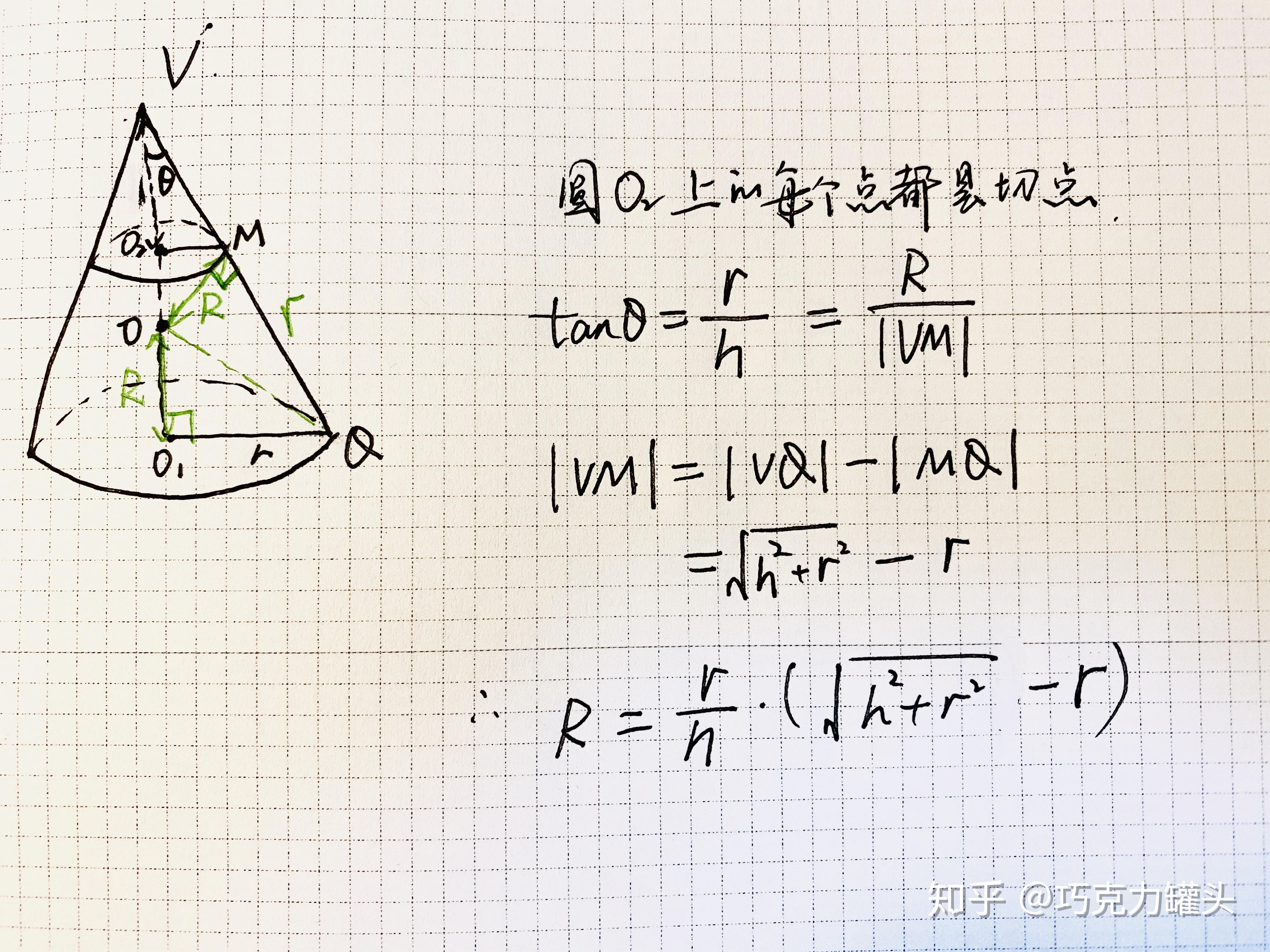 圆锥体内切球公式是怎么推导的