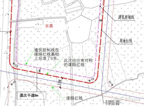 一般情况下,道路红线就是建筑红线.