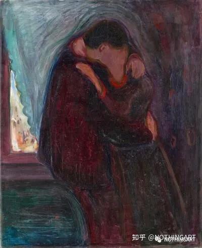 《吻》,爱德华·蒙克,画布油画,71.3cm×61cm,1897年