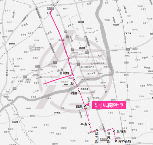 2018年年底 5号线南延伸站点图 利好板块:老闵行,西渡,南桥 10号线