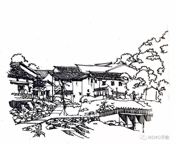 手绘教程|手绘传统民居