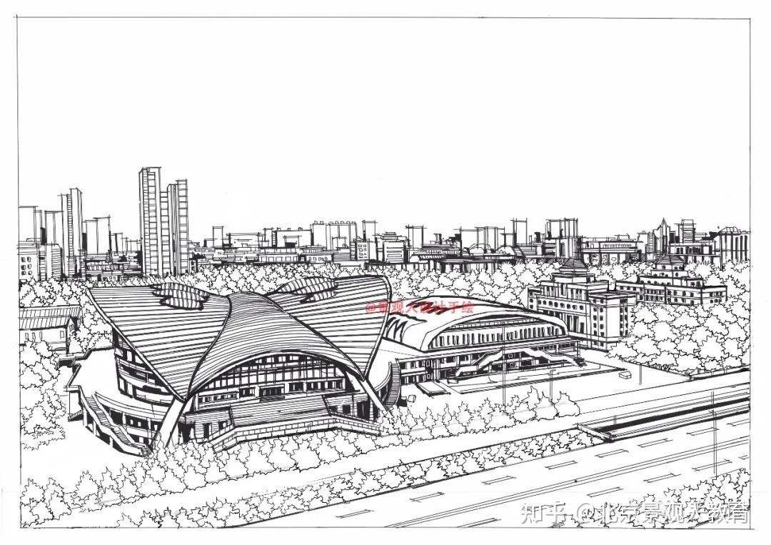 手绘最美校园系列东北林业大学学参天地德合自然