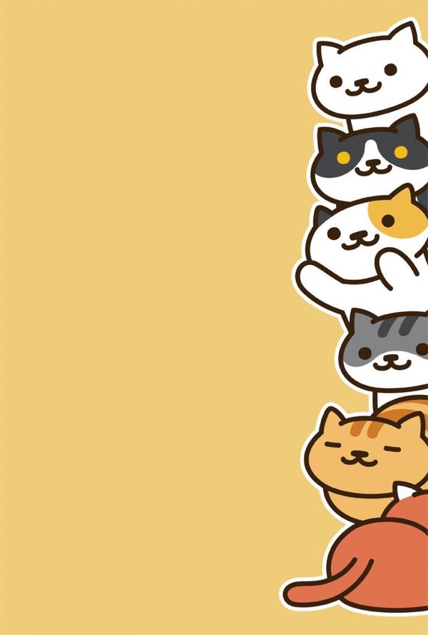 求一张几只卡通猫咪一竖排叠在一起的图片?