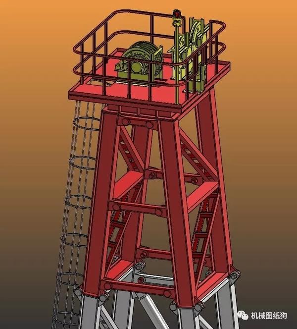 工程机械oilderrick石油井架模型3d图纸solidworks设计附xt