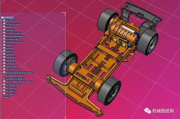 【rc遥控车】mini tamiya四驱车底盘模型3d图纸 stp格式