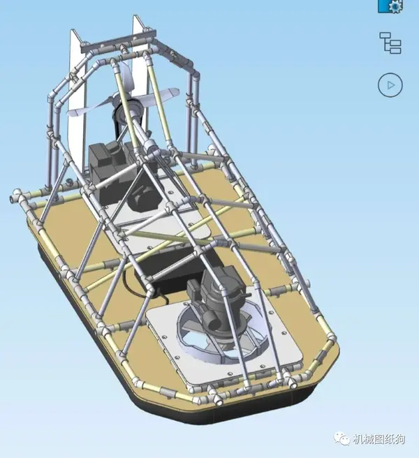 【海洋船舶】hatv气垫船结构模型3d图纸 solidworks2020设计