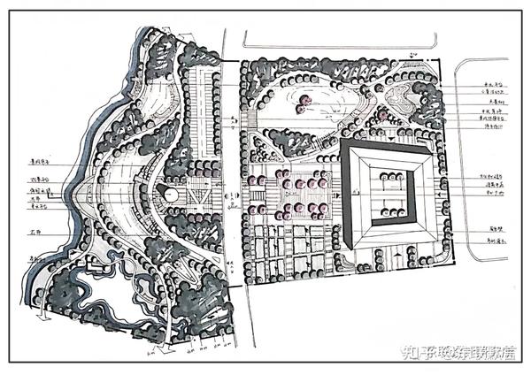 【景观讲堂03】快题解析——滨水绿地   城市广场