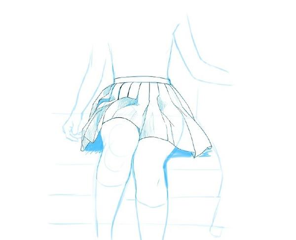 漫画里,怎么画裙子和腿?
