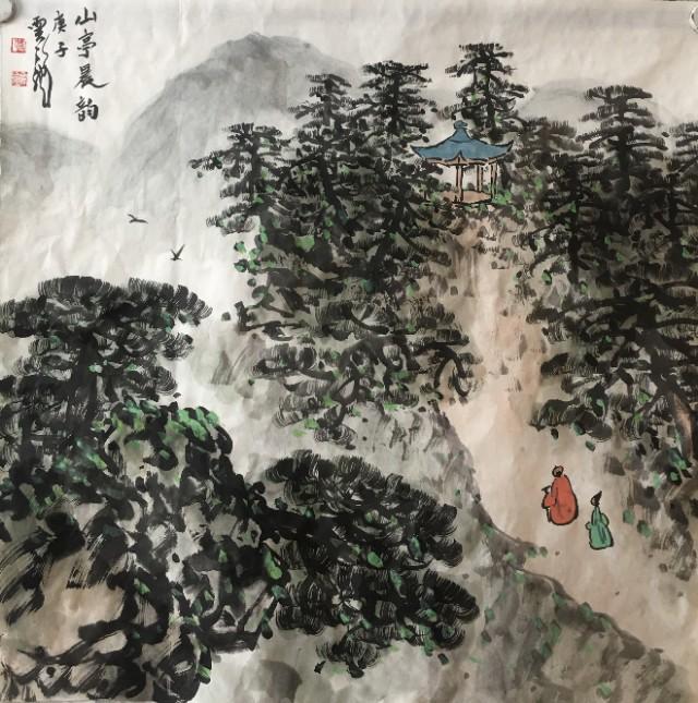 葛云池山水画