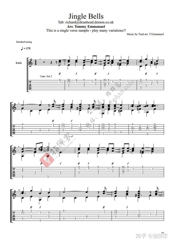 附谱tommy大神版jinglebells吉他指弹独奏