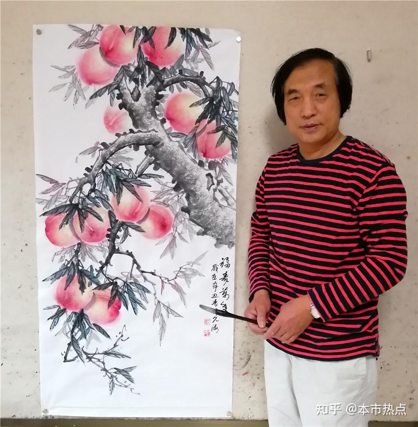 本市热点平谷画家邢久海画桃艺术网络展喜迎世界休闲大会在北京平谷