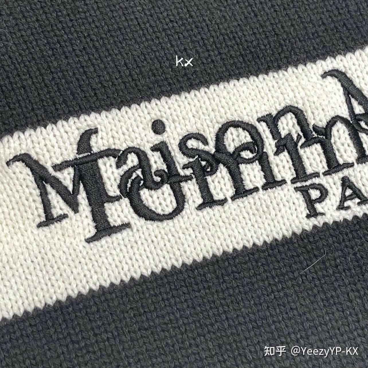 maisonmargielaxtommycash马吉拉联名黑白刺绣重叠logo条纹破洞毛衣os