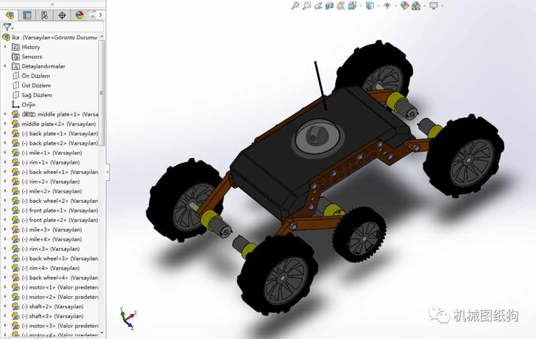 机器人rockybugyugv机器人小车3d图纸solidworks设计