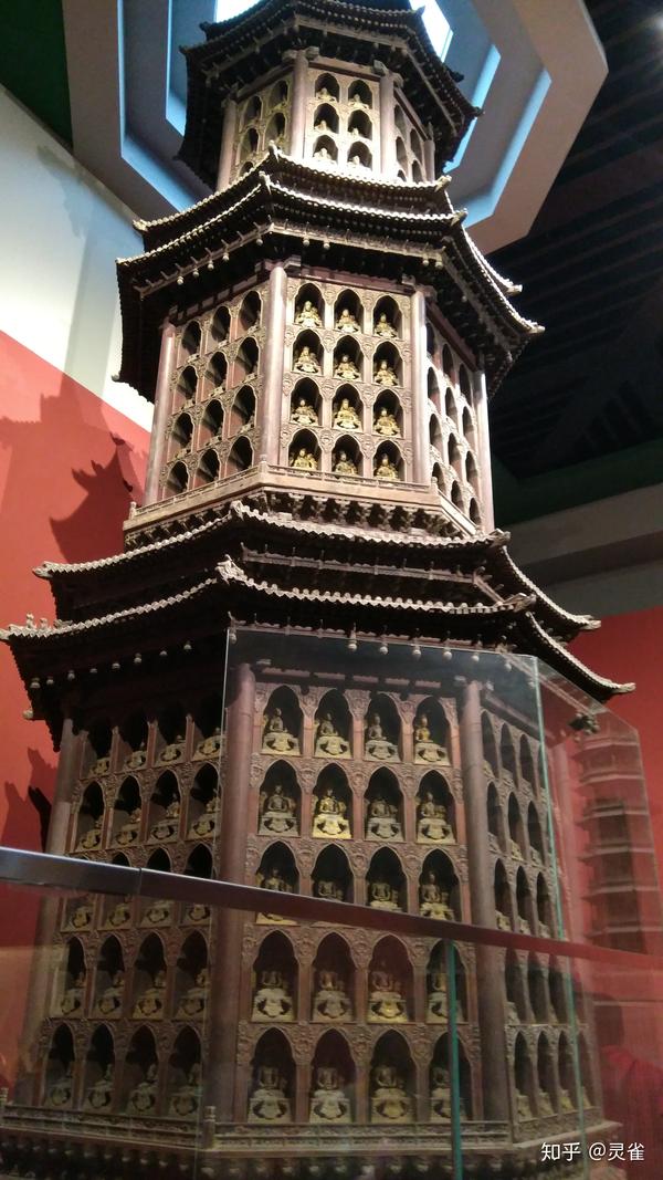 (三层金丝楠木佛塔,洛阳博物馆)