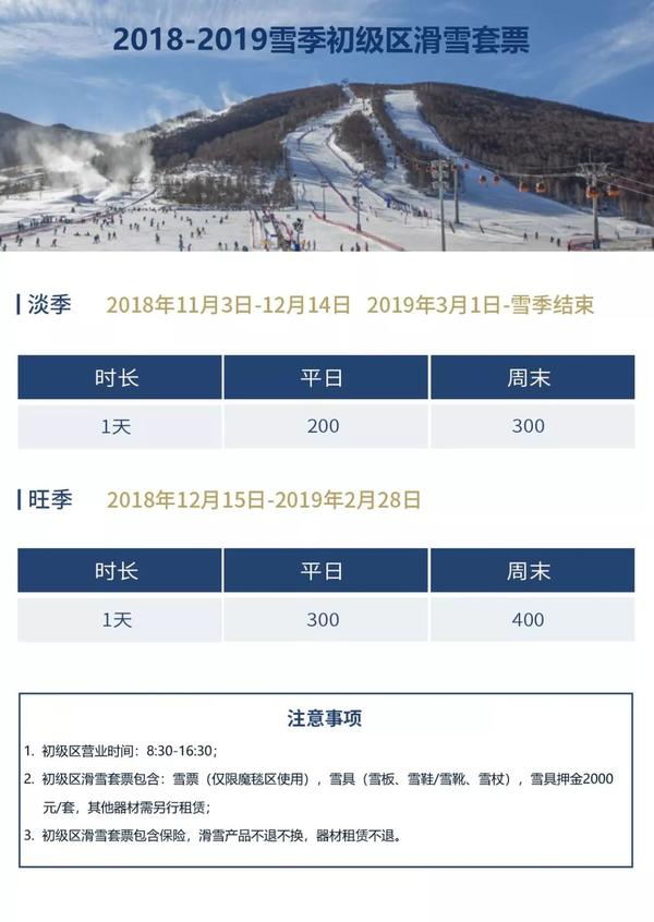 2018-2019雪季崇礼雪场开业时间及雪票价格