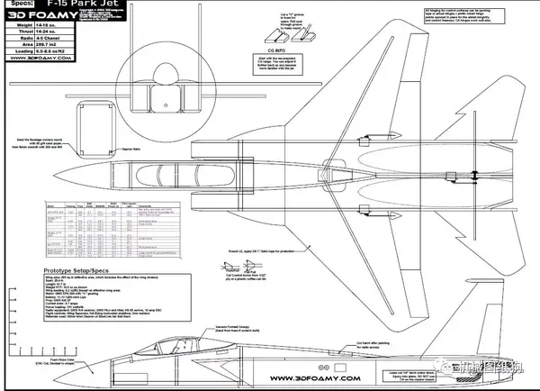 【飞行模型】f-15战斗机航模制作图纸 pdf格式