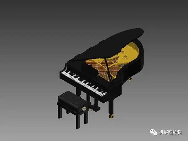 【生活艺术】grand piano三角钢琴大钢琴模型3d图纸 inventor设计