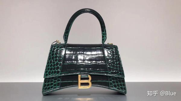 巴黎世家balenciaga 沙漏包 补 绿色鳄鱼纹s 黑色鳄鱼