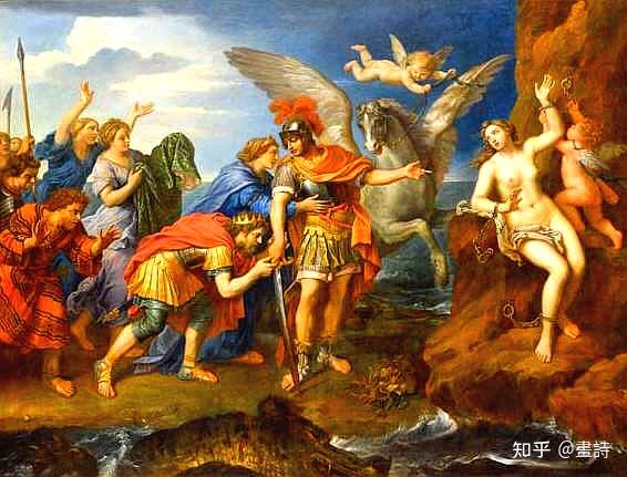 卢浮宫里的油画珀尔修斯解救安德洛墨达