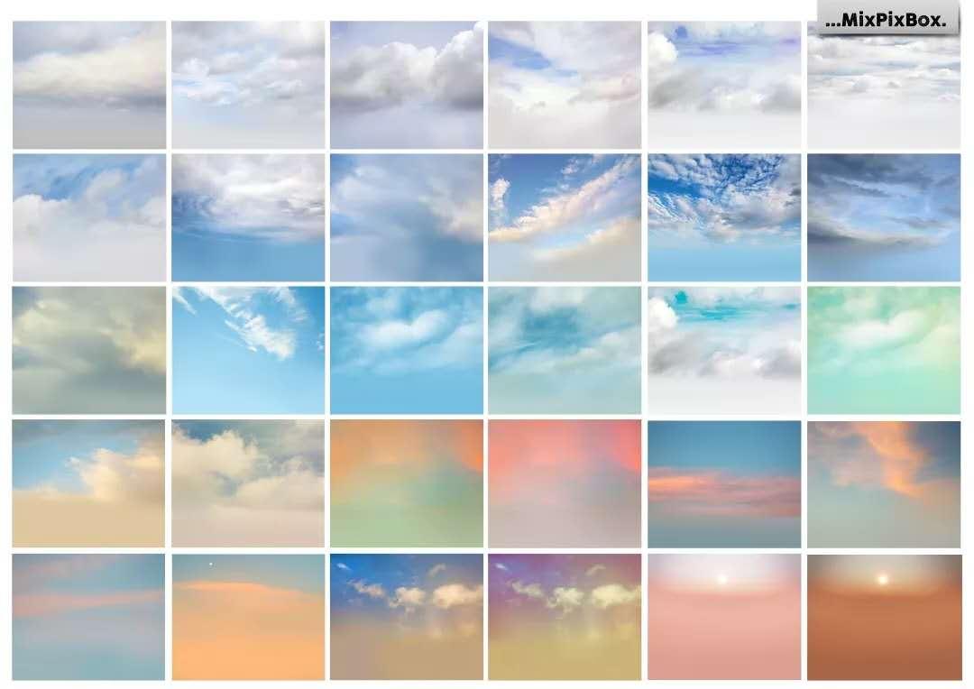 ps素材分享第四期60种浪漫天空叠层背景纹理