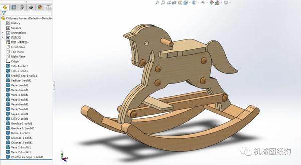 生活艺术儿童木马摇椅模型3d图纸solidworks设计