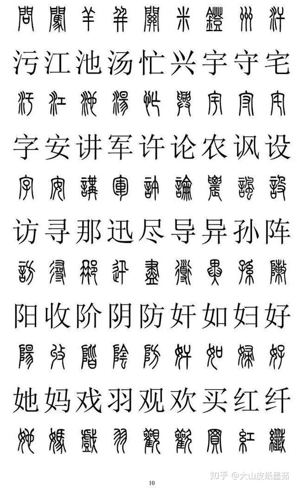 包含有2500个篆书字体的对照表,一口气我全放这里了,建议收藏起来