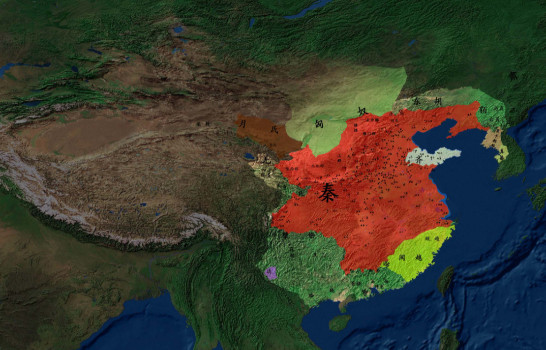 秦朝北逐匈奴,夺回河南地公元前213年,秦平南瓯和骆越,占领广西公元前