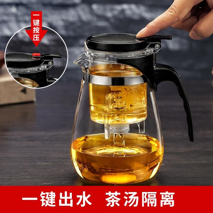 飘逸茶壶耐热泡简易按压式茶水分离器