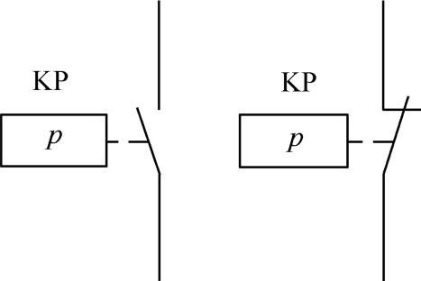 图 1-45 压力继电器的图形和文字符号1.6.