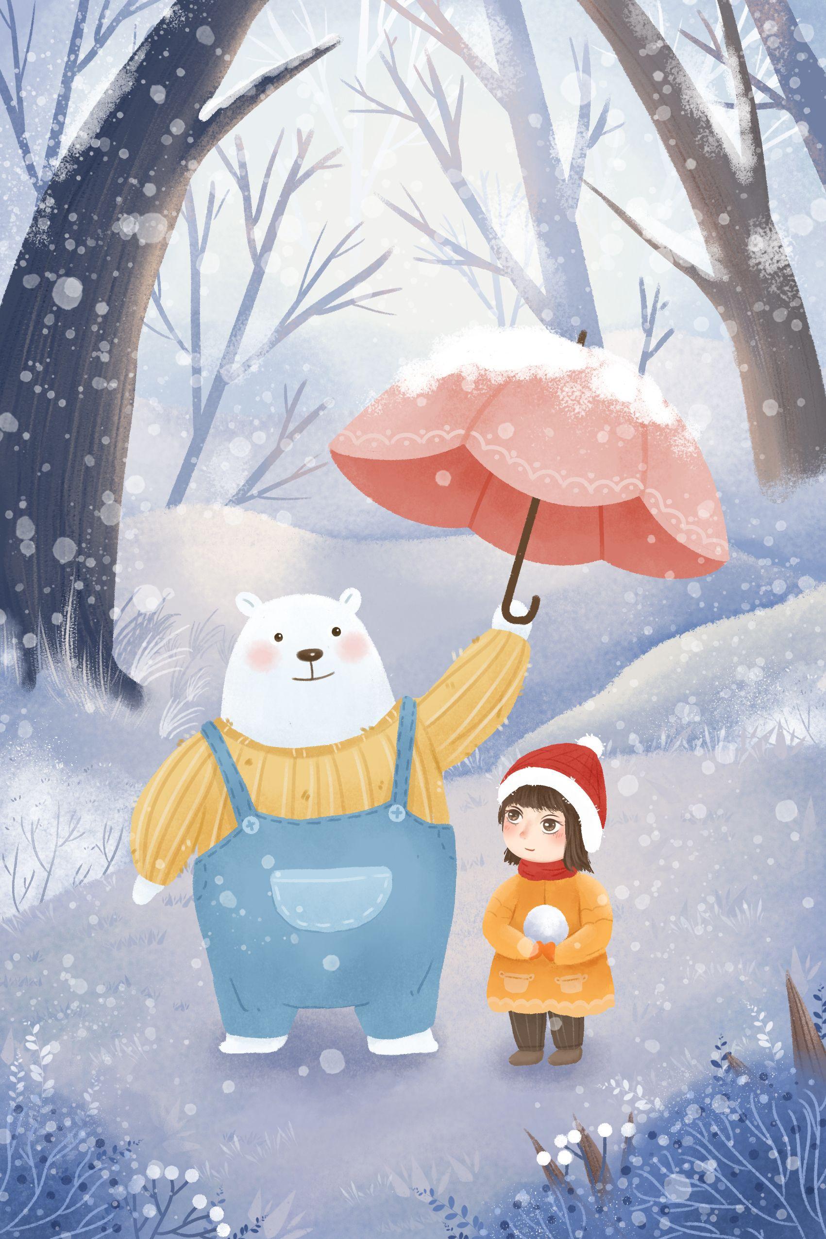 冬季插画海报设计雪天系列
