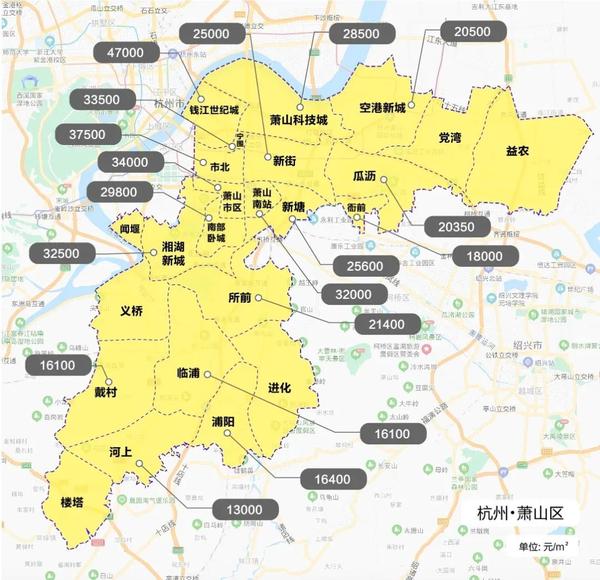 2021年杭州市行政区调整后房价最新限价图