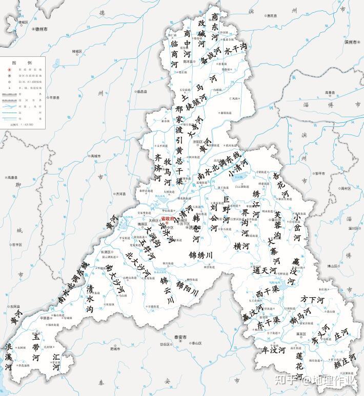 济南市河流地图特大字体版