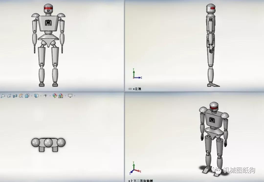 【机器人】humanoid人形机器人简易造型3d图纸 solidworks设计