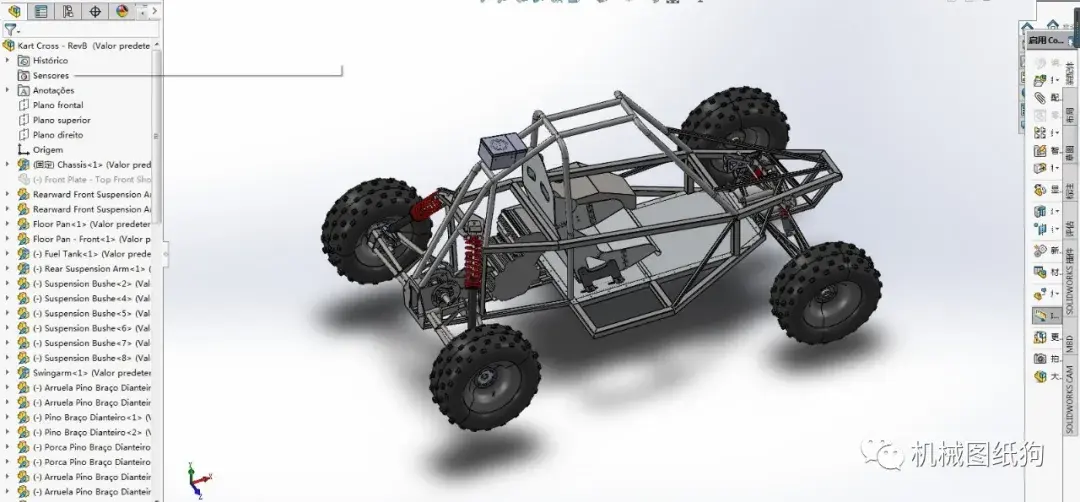 卡丁赛车bajakartcross钢管车架3d数模图纸solidworks设计